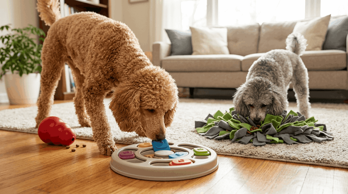 Best puzzle feeder toys for poodle mental stimulation feeding