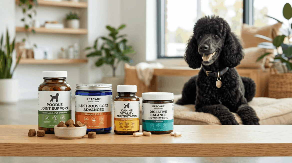 Top supplements for poodles including vitamins, joint health, and coat care products